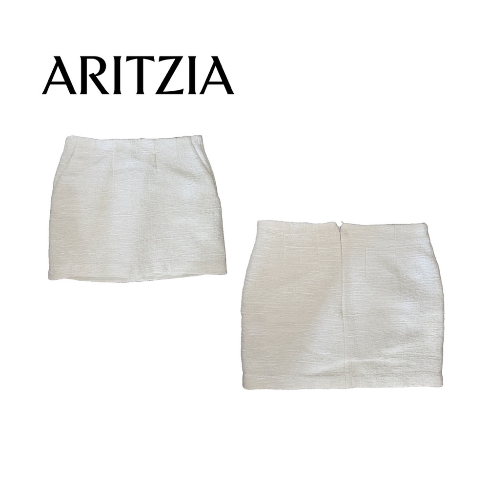 Aritzia White Tweed Mini Skirt